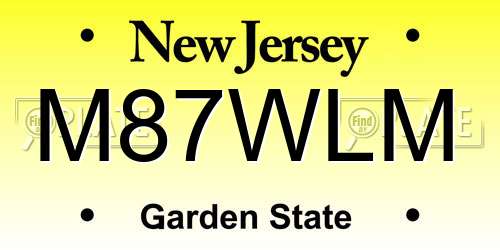 M87WLM New Jersey License Plate