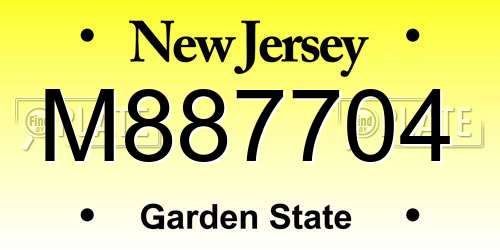 M887704 New Jersey License Plate