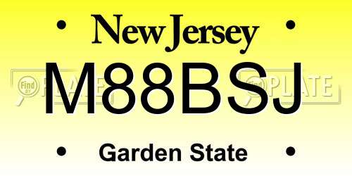 M88BSJ New Jersey License Plate