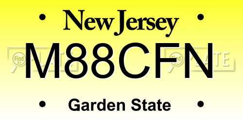 M88CFN New Jersey License Plate