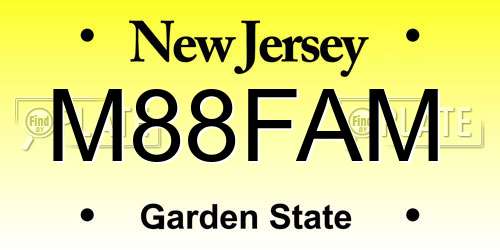 M88FAM New Jersey License Plate