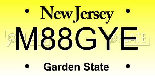 M88GYE New Jersey License Plate