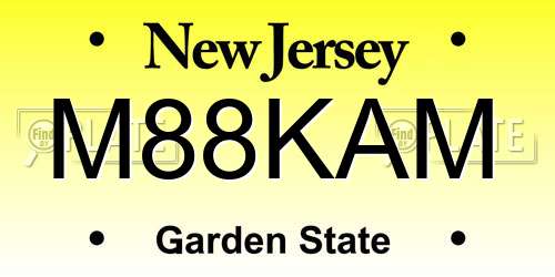 M88KAM New Jersey License Plate
