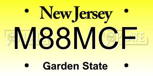 M88MCF New Jersey License Plate