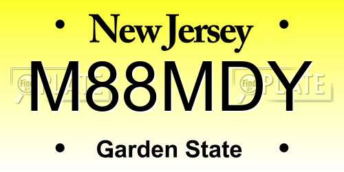 M88MDY New Jersey License Plate