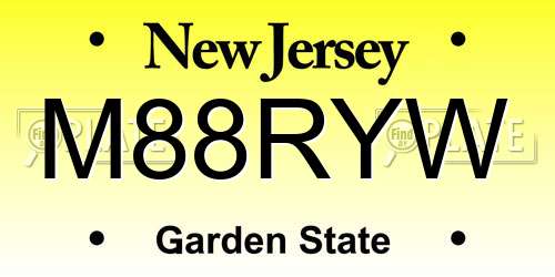 M88RYW New Jersey License Plate