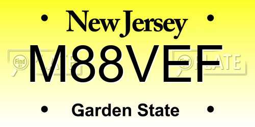 M88VEF New Jersey License Plate