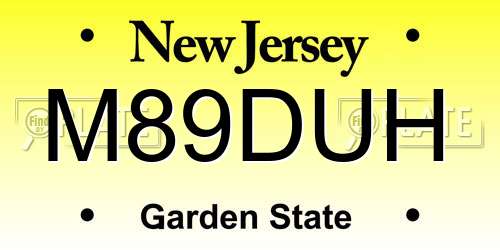 M89DUH New Jersey License Plate