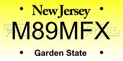 M89MFX New Jersey License Plate