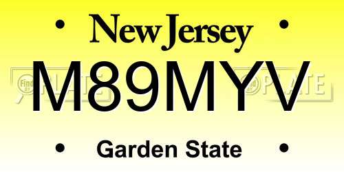M89MYV New Jersey License Plate