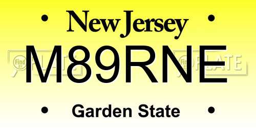 M89RNE New Jersey License Plate