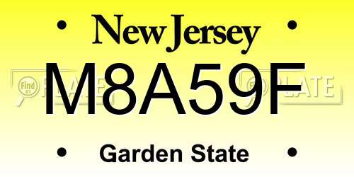 M8A59F New Jersey License Plate