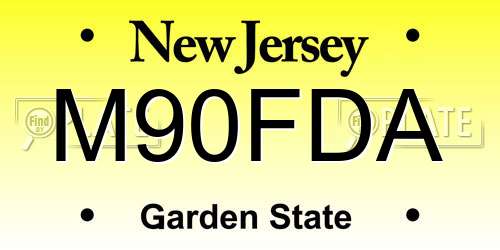 M90FDA New Jersey License Plate