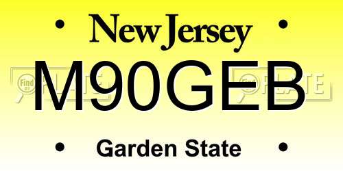 M90GEB New Jersey License Plate