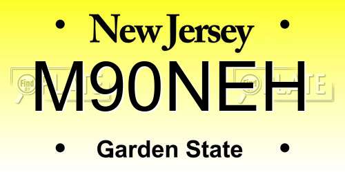 M90NEH New Jersey License Plate