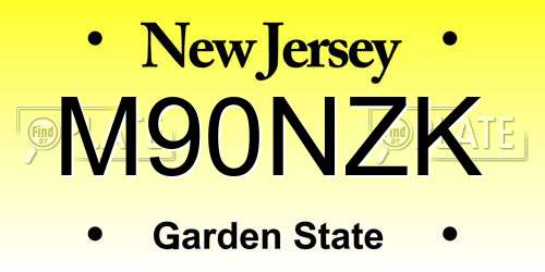 M90NZK New Jersey License Plate