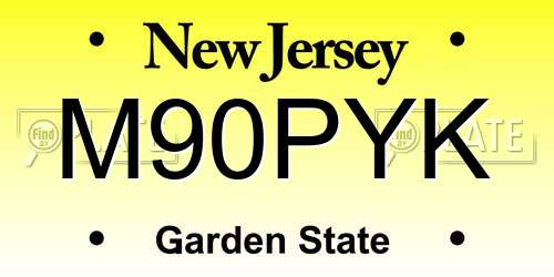 M90PYK New Jersey License Plate