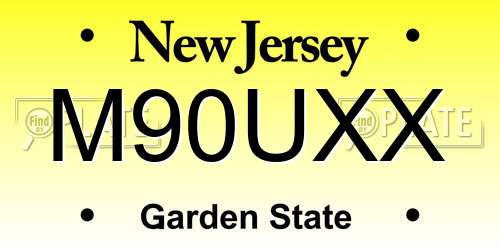 M90UXX New Jersey License Plate