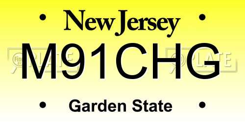 M91CHG New Jersey License Plate