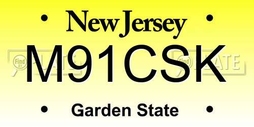 M91CSK New Jersey License Plate