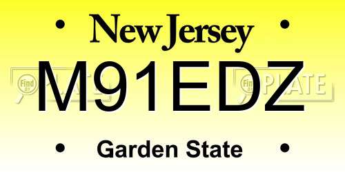 M91EDZ New Jersey License Plate