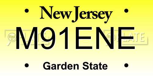M91ENE New Jersey License Plate