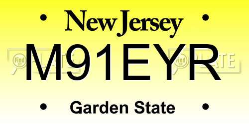 M91EYR New Jersey License Plate