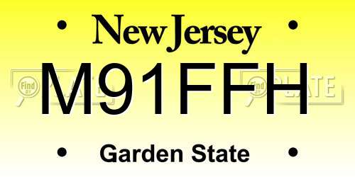 M91FFH New Jersey License Plate