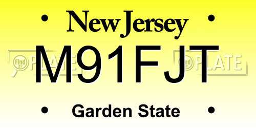 M91FJT New Jersey License Plate