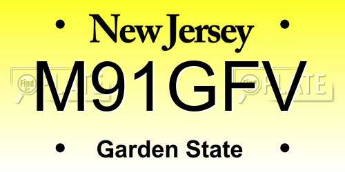 M91GFV New Jersey License Plate