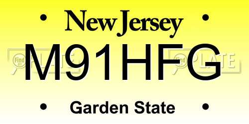 M91HFG New Jersey License Plate