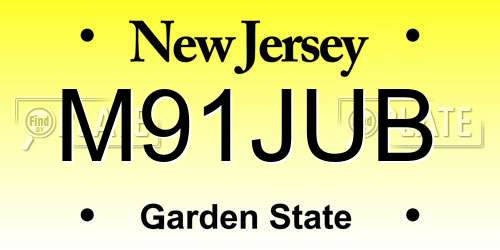 M91JUB New Jersey License Plate