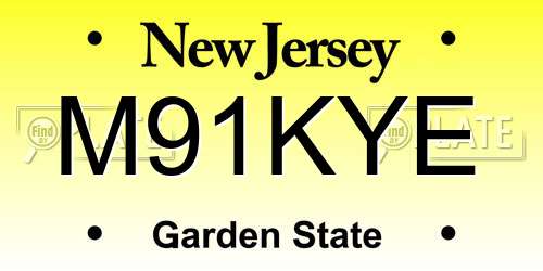M91KYE New Jersey License Plate