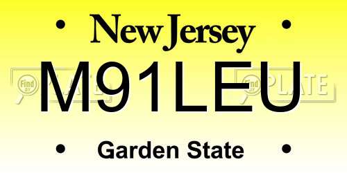 M91LEU New Jersey License Plate