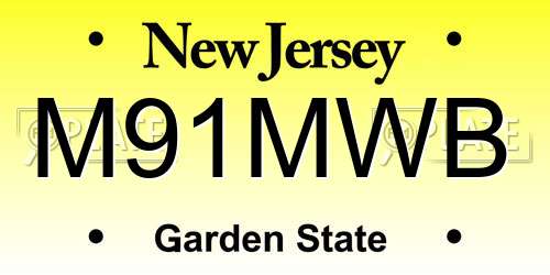 M91MWB New Jersey License Plate