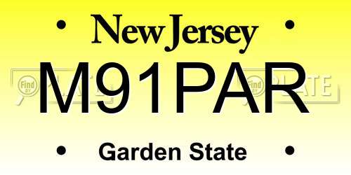 M91PAR New Jersey License Plate