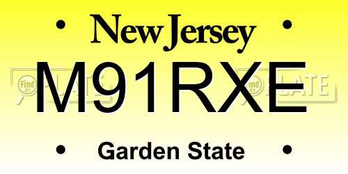 M91RXE New Jersey License Plate