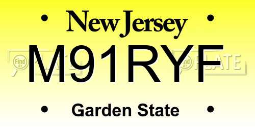M91RYF New Jersey License Plate