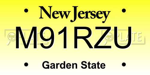 M91RZU New Jersey License Plate