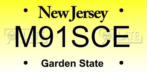 M91SCE New Jersey License Plate