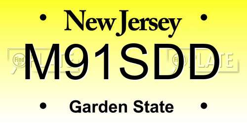 M91SDD New Jersey License Plate