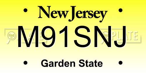 M91SNJ New Jersey License Plate