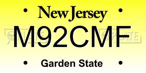 M92CMF New Jersey License Plate