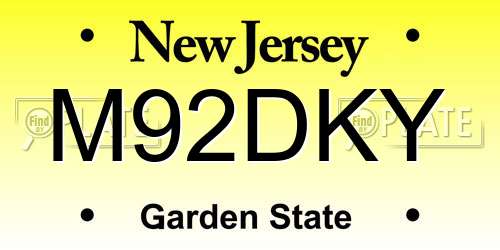 M92DKY New Jersey License Plate