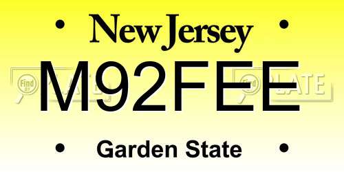 M92FEE New Jersey License Plate
