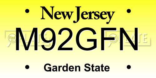 M92GFN New Jersey License Plate