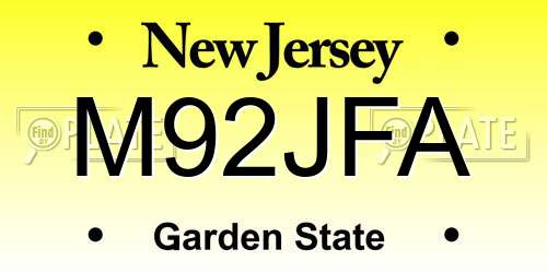 M92JFA New Jersey License Plate