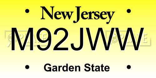 M92JWW New Jersey License Plate