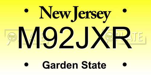 M92JXR New Jersey License Plate
