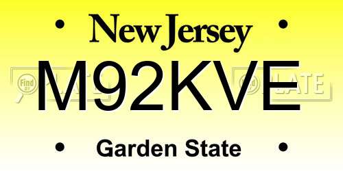M92KVE New Jersey License Plate